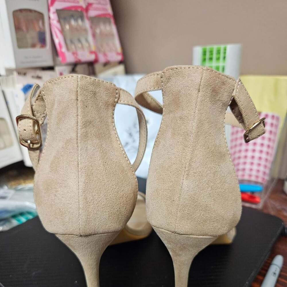 EleElax Nude Ankle Strap High Heel Sandals